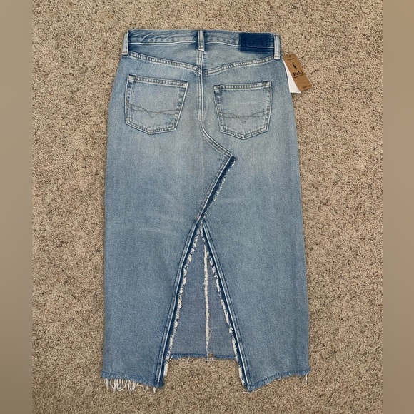 NWT Polo Ralph Lauren Distressed Denim Midi Skirt - Picture 5 of 8